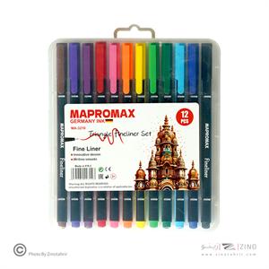 روان نویس نوک نمدی12رنگ(بدنه سه گوش) ماپرومکس کدMA-3210