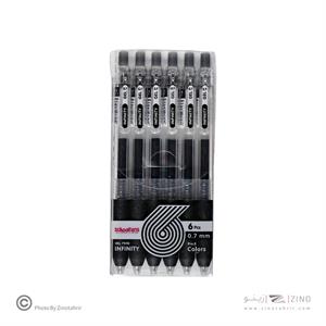 روان نویس فشاری گریپ دار0/7بسته6عددی مشکی اینفینیتی اسکول فنز