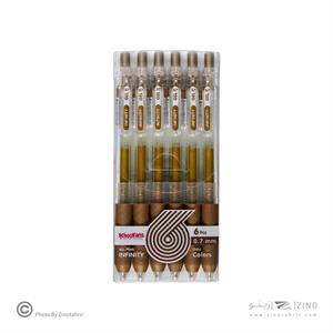 روان نویس فشاری گریپ دار0/7بسته6عددی طلایی اینفینیتی اسکول فنز
