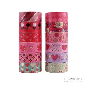 چسب نواری فانتزی واشی طلاکوب قرمز کد496