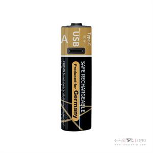 باتری قلمی کارت شارژی2عددی2600میلی آمپر همراه با کابل تایپ سی ناس