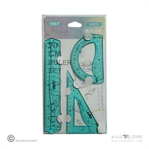 ست3تکه نقاله گونیا خط کش ژله ای (پاستلی) وست کدFB9270