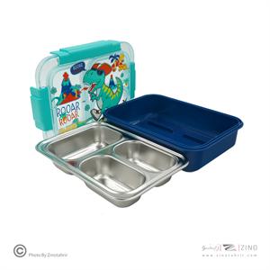 ظرف غذا تک طبقه 710میل مستطیل سه خانه فانتزی(استیل304) وست کدU2086 