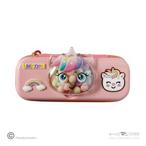 جامدادی تک زیپ پوم پوم دار یونی کرن سیلیکونی کد38142