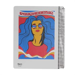 دفتر200برگ رحلی سیمی/ فنرفلز/ فانتزی جلدسخت الیپون کد863کارتن12عددی