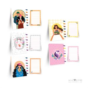 دفتر100برگ20*14جلدطلق پرسی دکمه ای آبرنگ سری تصویرسازی هپی کدA005