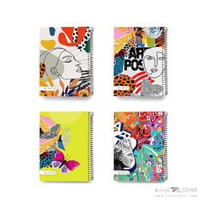 دفتر 200 برگ وزیری سیمی جلد سخت فانتزی الند  کد FN200