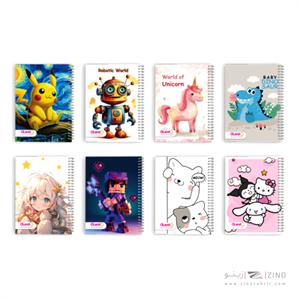 دفتر 40 برگ سیمی  سری کیوتی کالر الند کد CT40-CLR