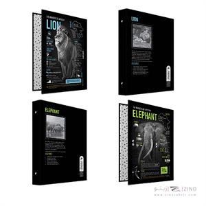 دفترکلاسوری26حلقه 100برگ قفل فلز جلدسخت پیل سری آفریقا