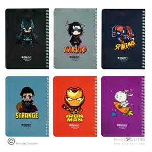 دفتریادداشت 80برگ 120*170 سیمی جلدنرم فانتزی الیپون کد280کارتن84عددی