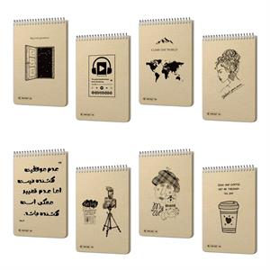 دفتریادداشت 80برگ سیم از بالا جلد سخت کرافت 21*14 میکرو کدF9