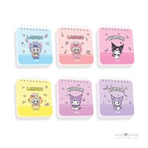 دفتریادداشت100برگ10*10سیم ازبالا(طرح کرومی و لبوبو)آبرنگ کدA070