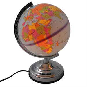 کره جغرافیایی سایز20 پایه کلاسیک چراغ دار آبی فارسی ایده 