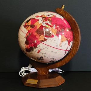 کره جغرافیایی سایز20 پایه چوبی8ضلعی چراغ دارایده کد117