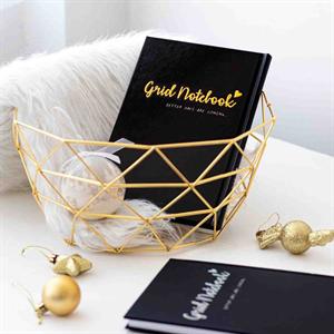 دفتر100برگ شطرنجی A5 ته دوخت جلد سخت طلاکوب/نقره برگ سری کیوت پالت  کد70501